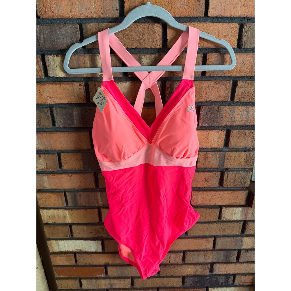ZeroXposur Womens Neon Pink Colorblock X-Tension One Piece Swimsuit XL UPF 30+